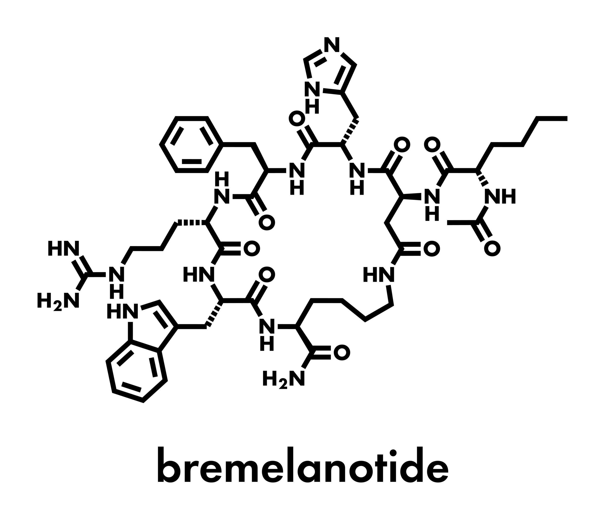 Bremelanotide female sexual dysfunction drug molecule (investigational). Skeletal formula.